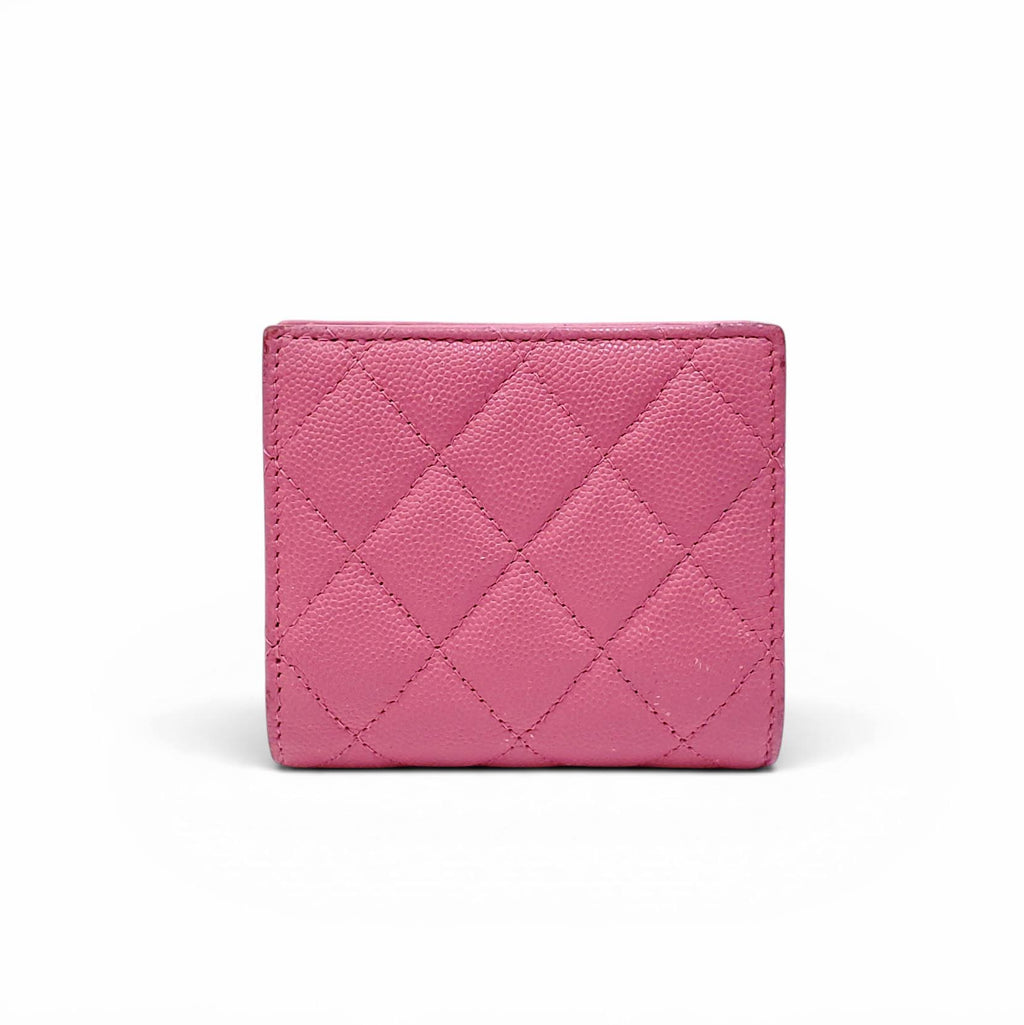 CHANEL PINK QUILTED LEATHER BIFOLD WALLET