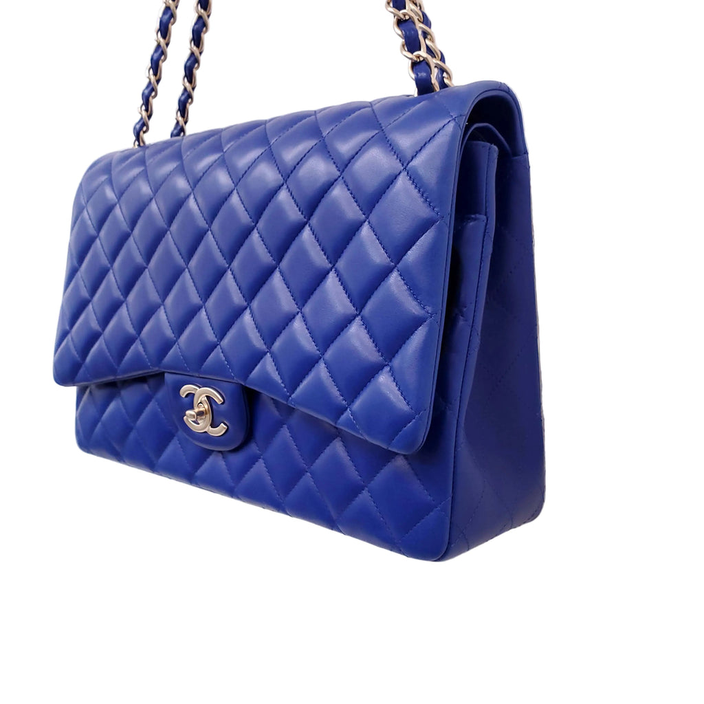CHANEL ROYAL BLUE JUMBO QUILTED LAMBSKIN DOUBLE FLAP BAG
