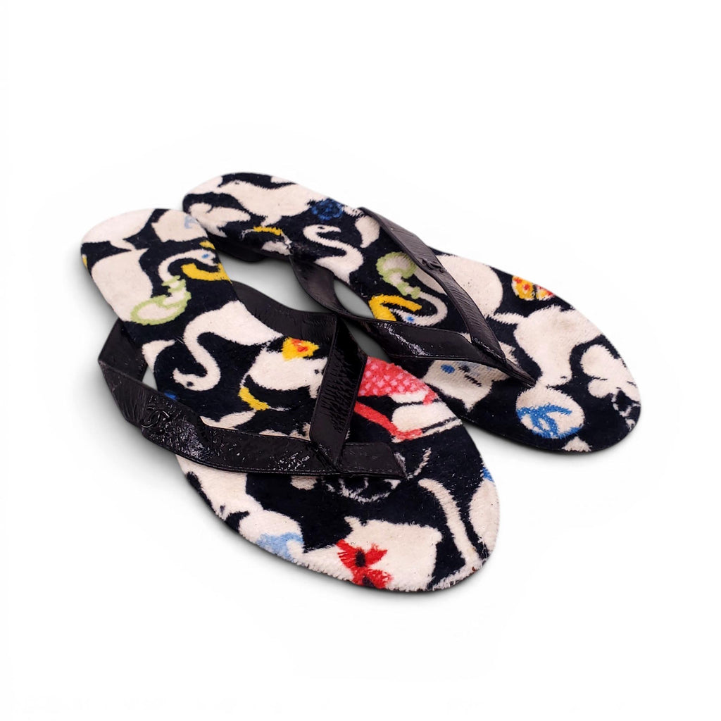 CHANEL SPRING 2007 ANIMAL PRINT FLIP FLOPS - SIZE 40