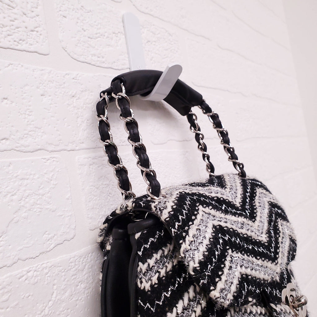 CHANEL TWEED CHEVRON TOP HANDLE FLAP BAG