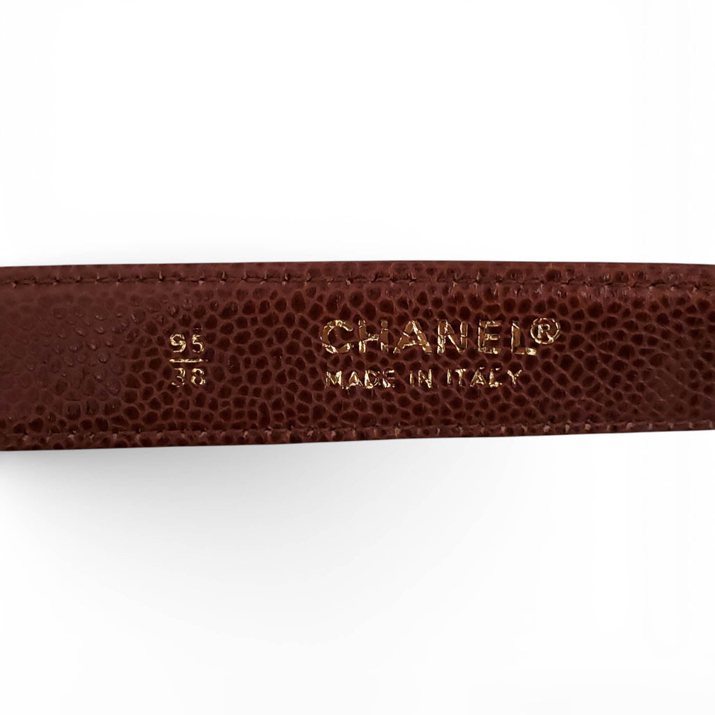 CHANEL VINTAGE BROWN CAVIAR LEATHER BELT BAG - SIZE 95