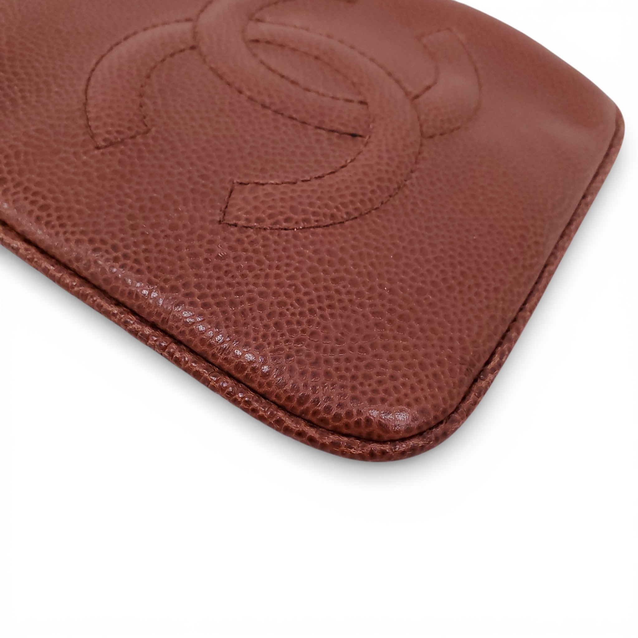 CHANEL VINTAGE BROWN CAVIAR LEATHER BELT BAG - SIZE 95