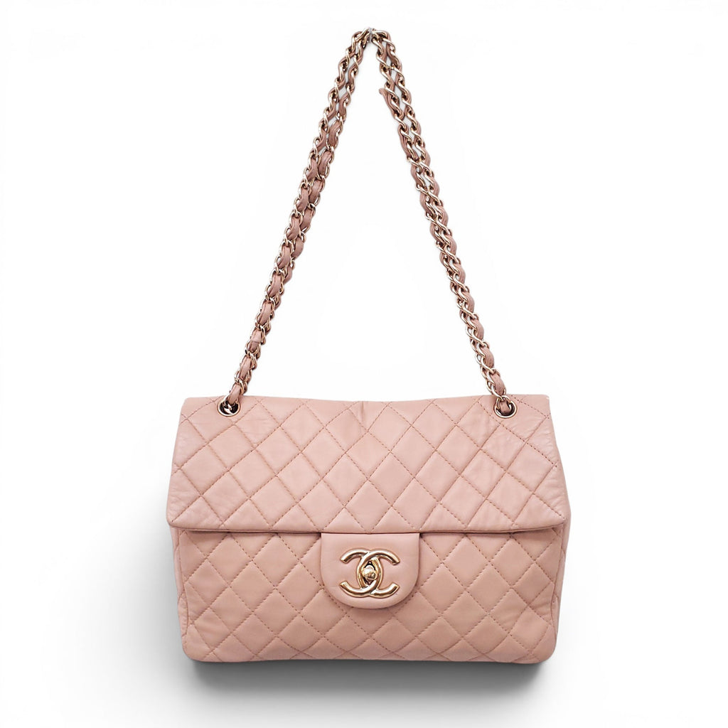CHANEL VINTAGE MAXI NUDE SOFT LEATHER FLAP BAG