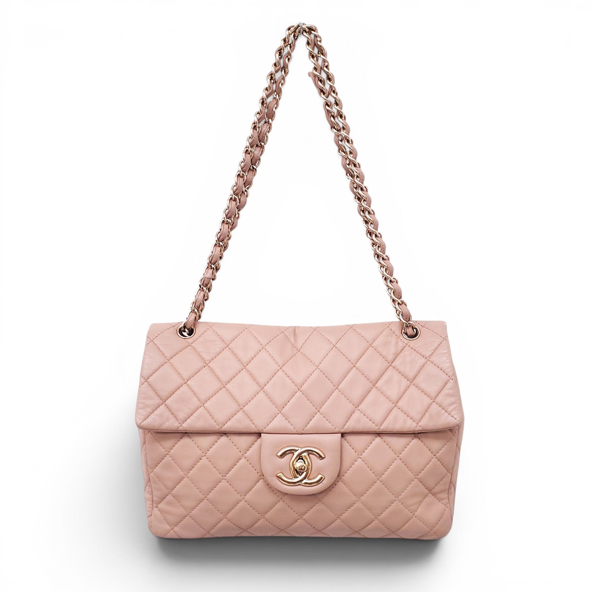 CHANEL VINTAGE MAXI NUDE SOFT LEATHER FLAP BAG