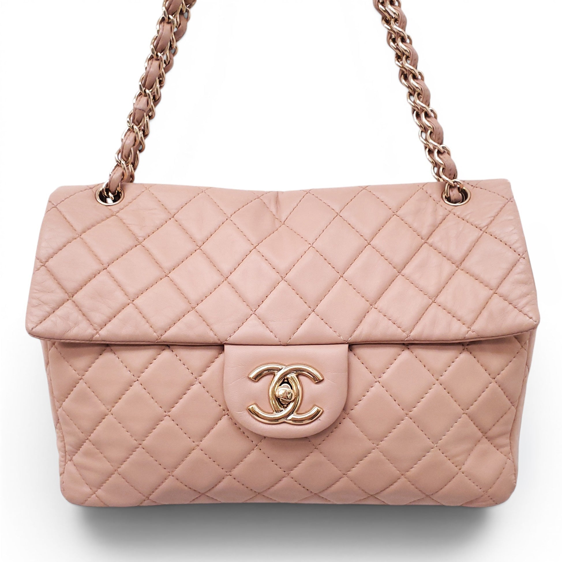 CHANEL VINTAGE MAXI NUDE SOFT LEATHER FLAP BAG