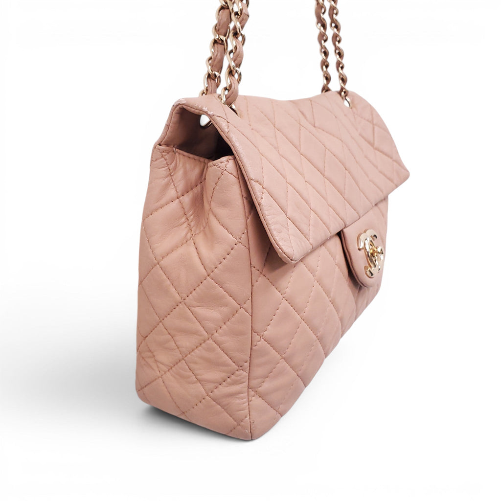 CHANEL VINTAGE MAXI NUDE SOFT LEATHER FLAP BAG