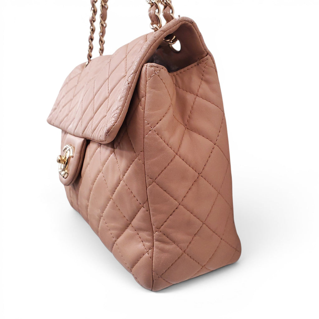 CHANEL VINTAGE MAXI NUDE SOFT LEATHER FLAP BAG