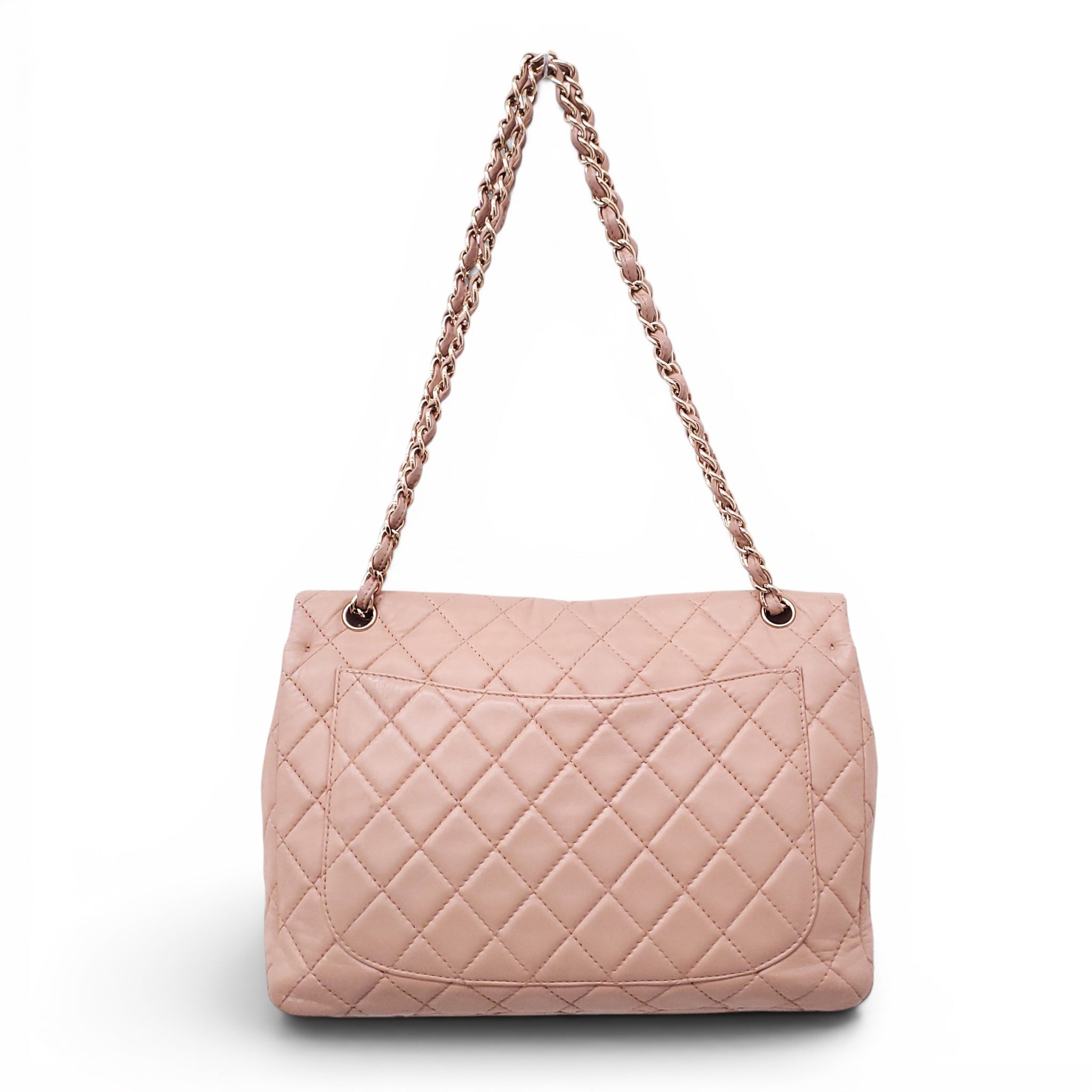 CHANEL VINTAGE MAXI NUDE SOFT LEATHER FLAP BAG