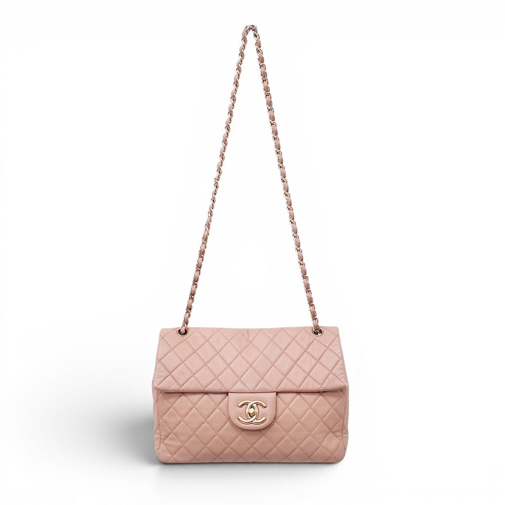 CHANEL VINTAGE MAXI NUDE SOFT LEATHER FLAP BAG