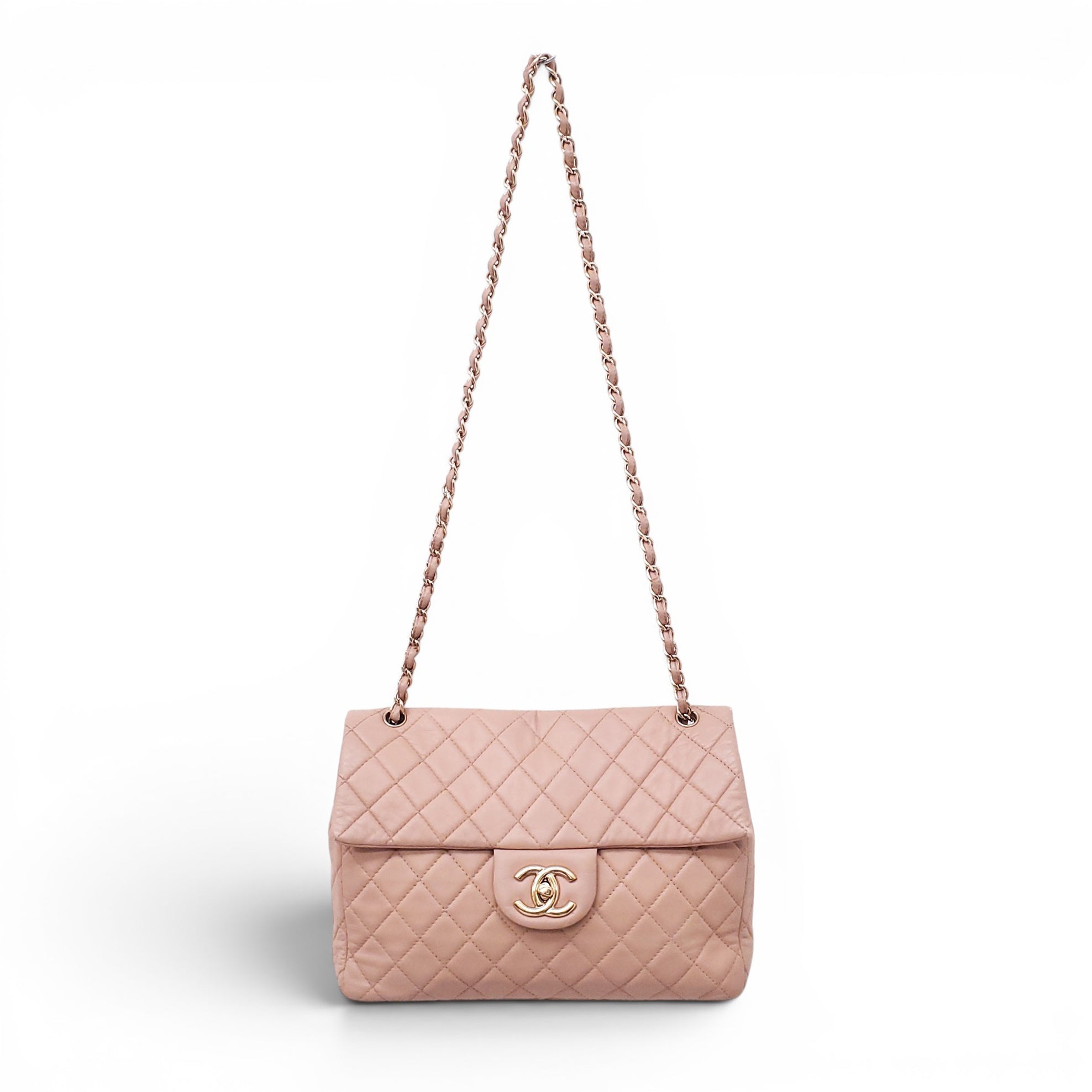 CHANEL VINTAGE MAXI NUDE SOFT LEATHER FLAP BAG