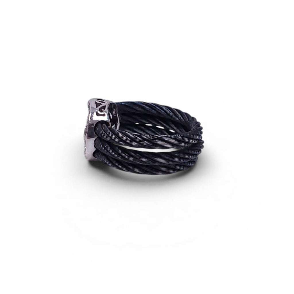 CHARRIOL BLACK ROPE DIAMOND RING - SIZE 6.25