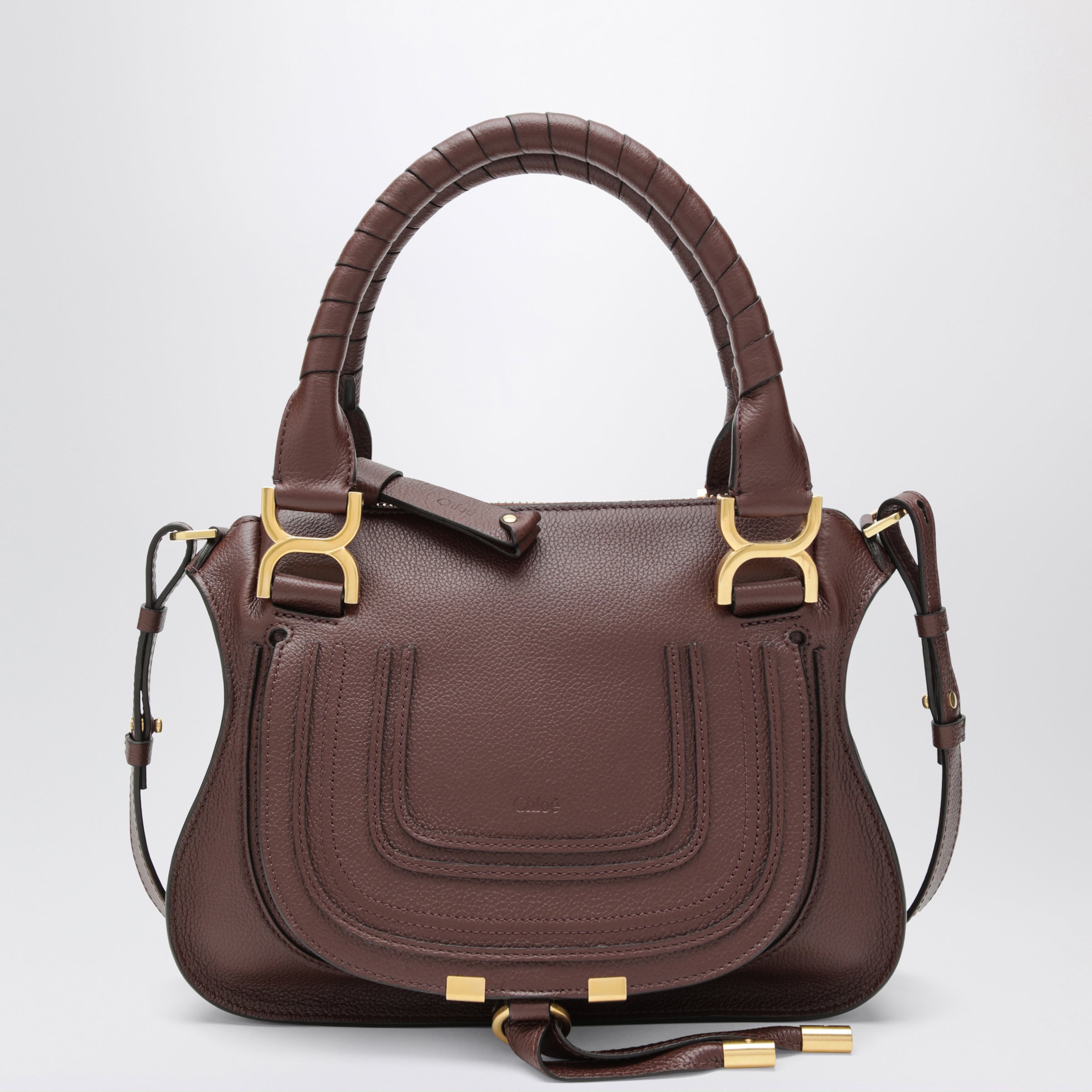 Chloe Small Brown Marcie Handbag In Leather Women