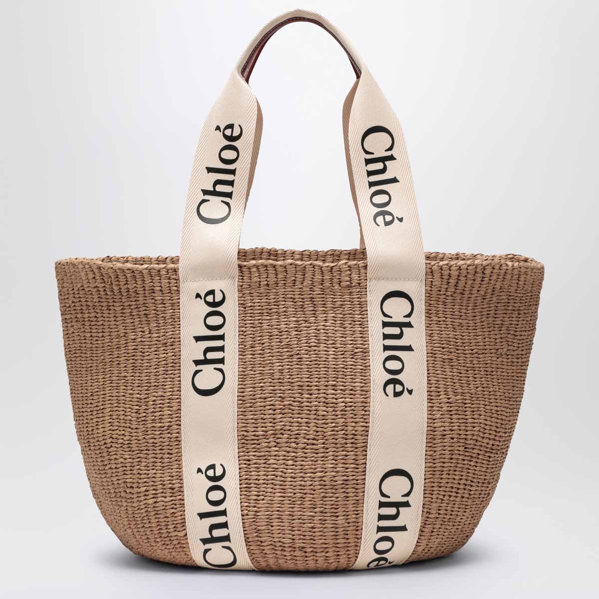 Chloe Woody Large Basket Bag With White Ribbon Women