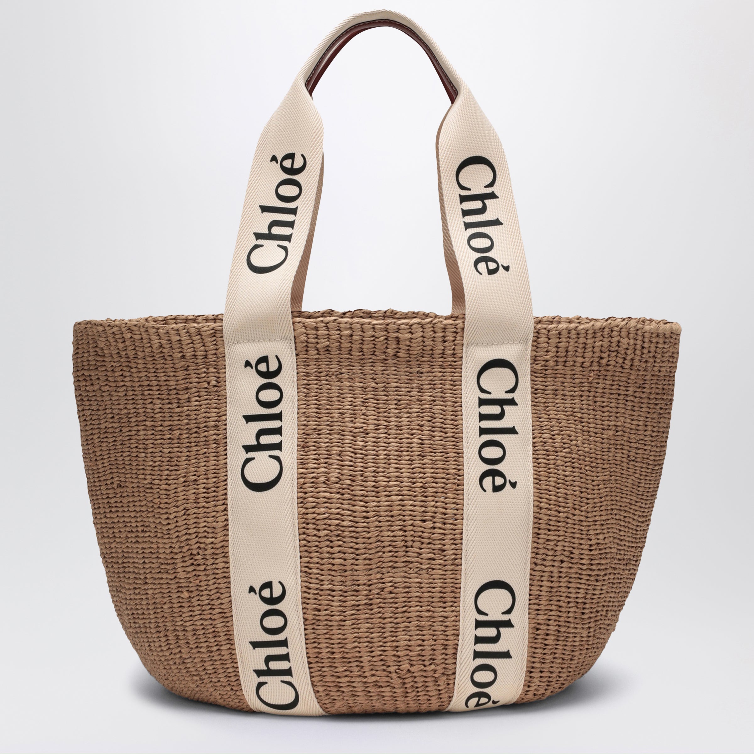 Chloe Woody Large Basket Bag With White Ribbon Women