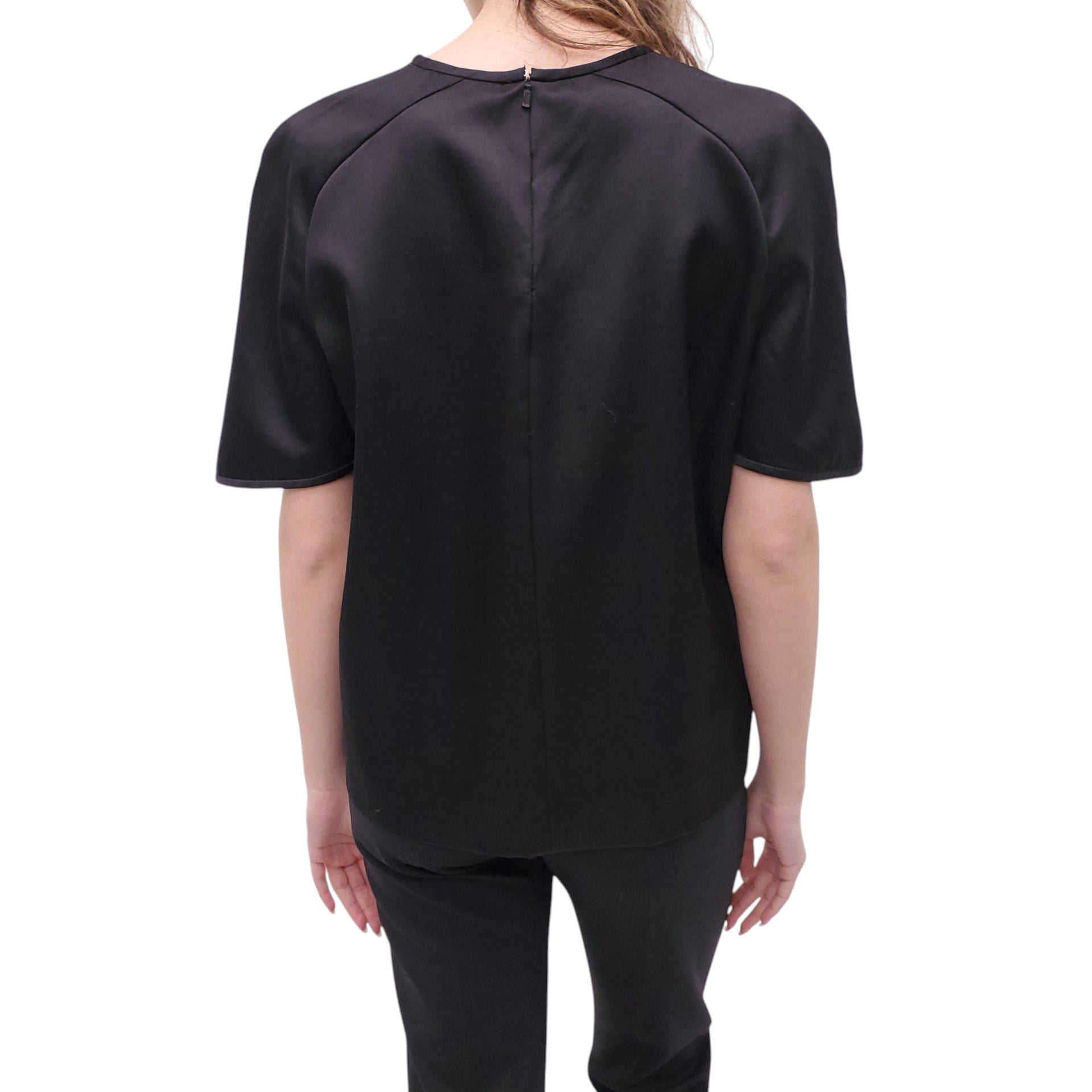 CHLOÉ BLACK SHORT SLEEVE BLOUSE - SIZE 42