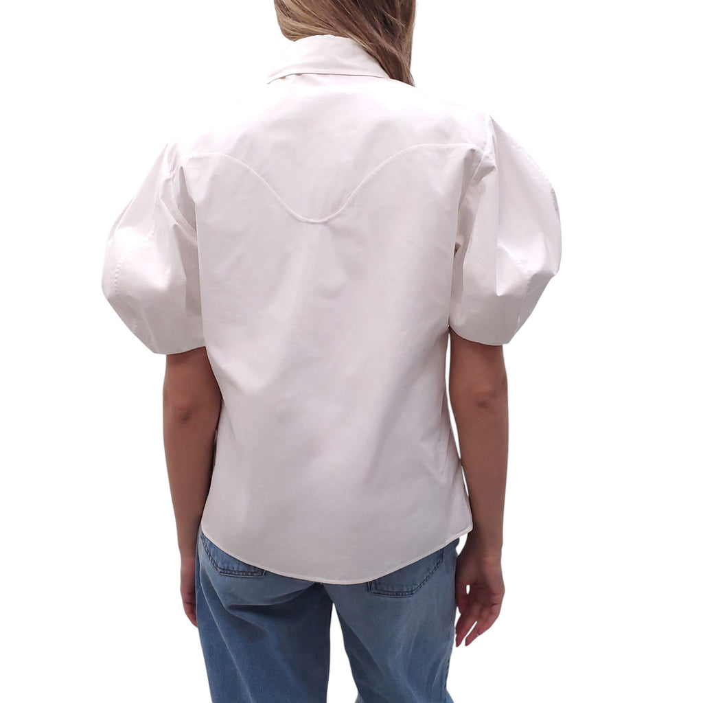 CHLOÉ WHITE EMBROIDERED POPLIN BLOUSE - SIZE 38
