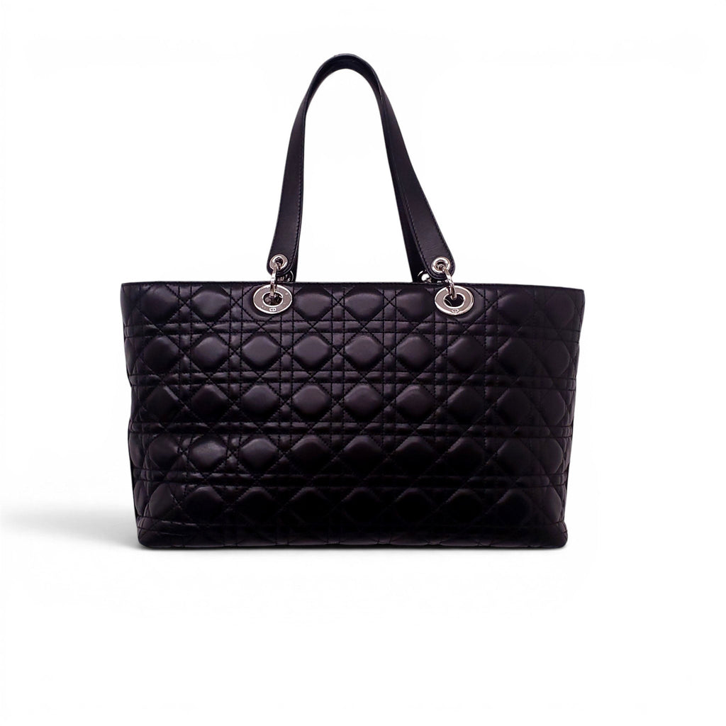 CHRISTIAN DIOR BLACK CANNAGE LADY DIOR TOTE BAG