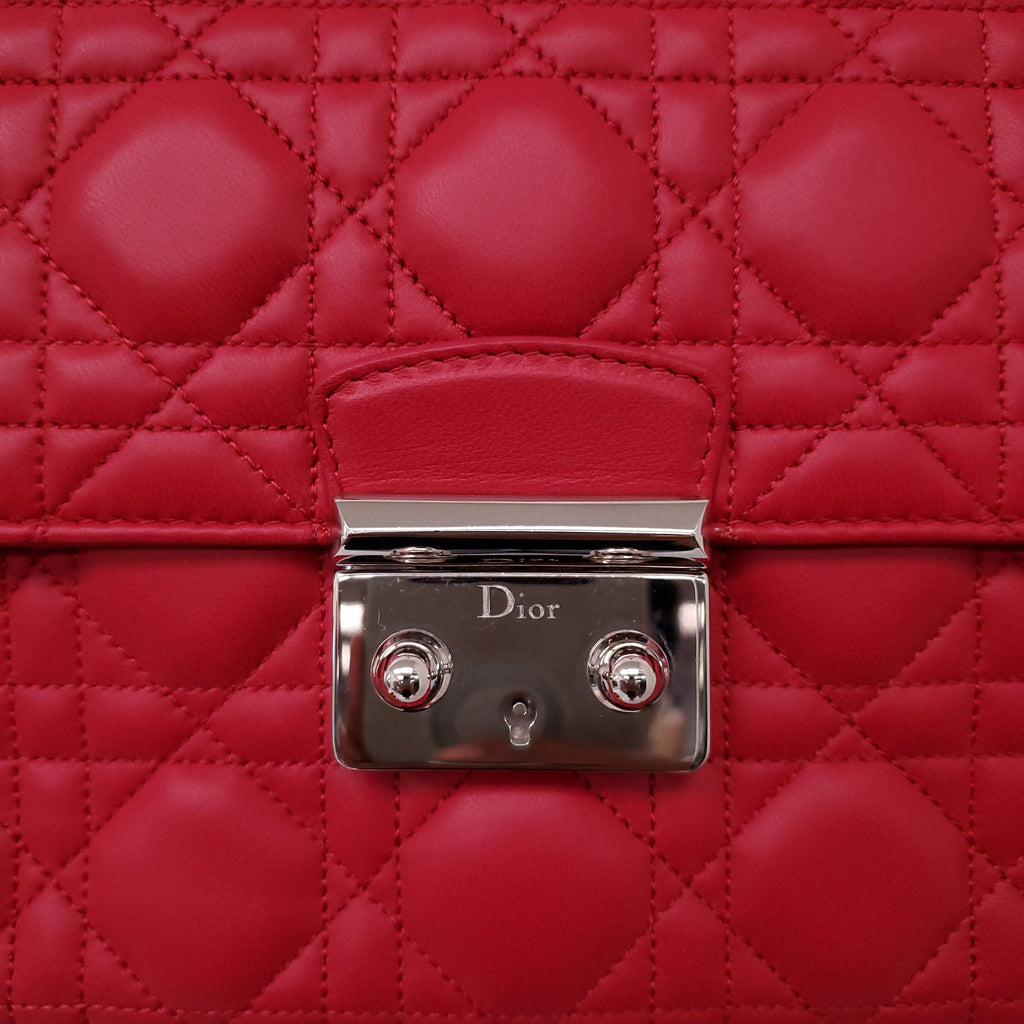 CHRISTIAN DIOR PINK LEATHER CANNAGE MEDIUM 'MISS DIOR' SHOULDER BAG