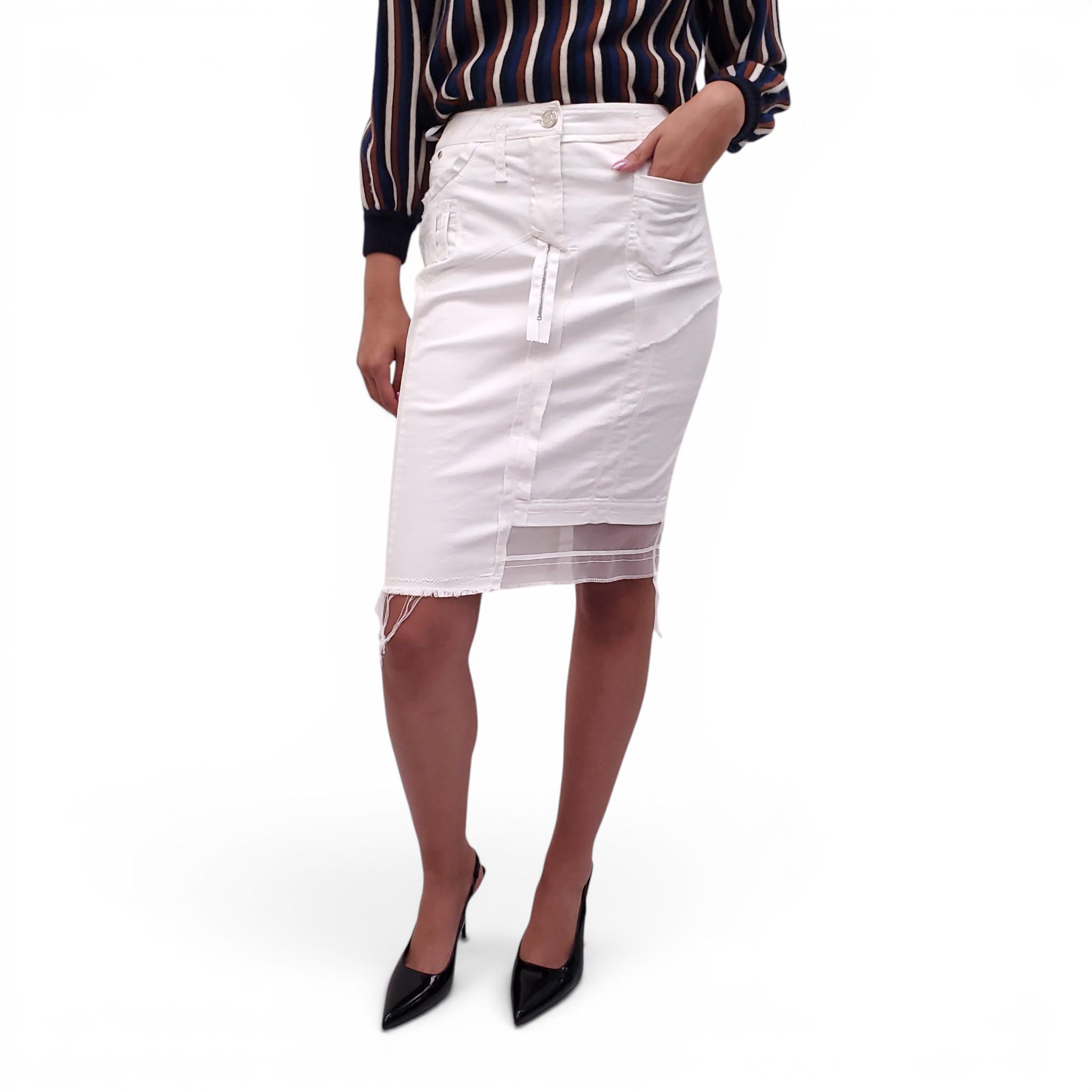 CHRISTIAN DIOR WHITE DENIM SKIRT - SIZE S