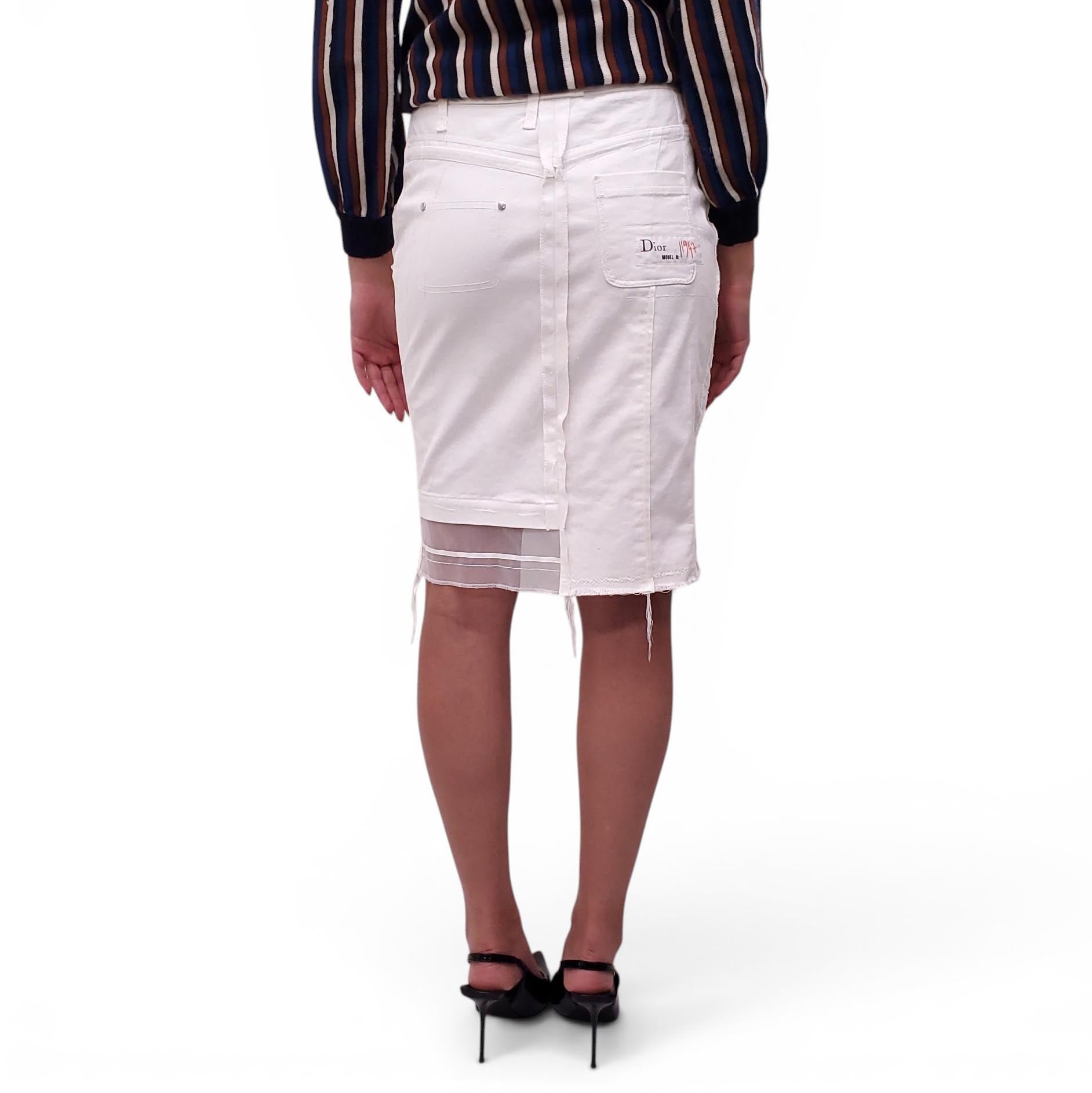 CHRISTIAN DIOR WHITE DENIM SKIRT - SIZE S