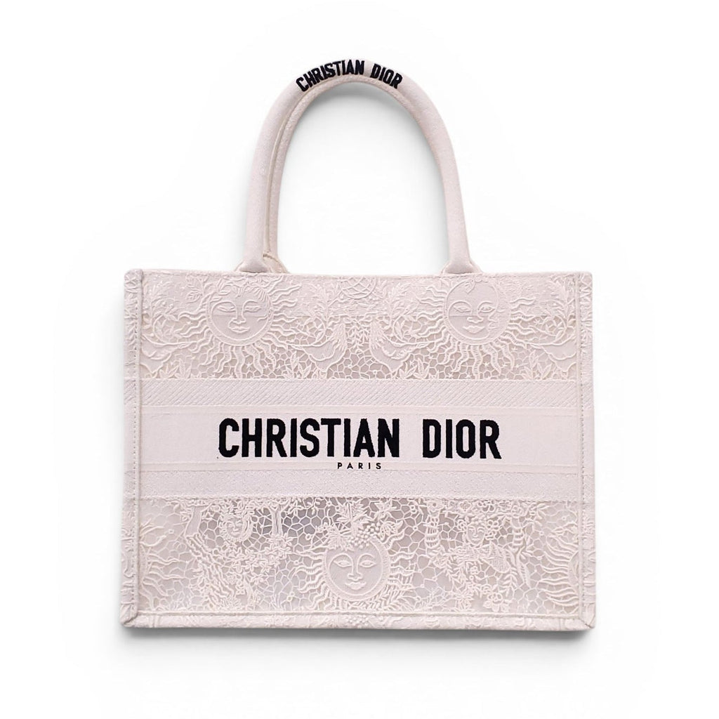 CHRISTIAN DIOR WHITE LACE BOOK TOTE BAG