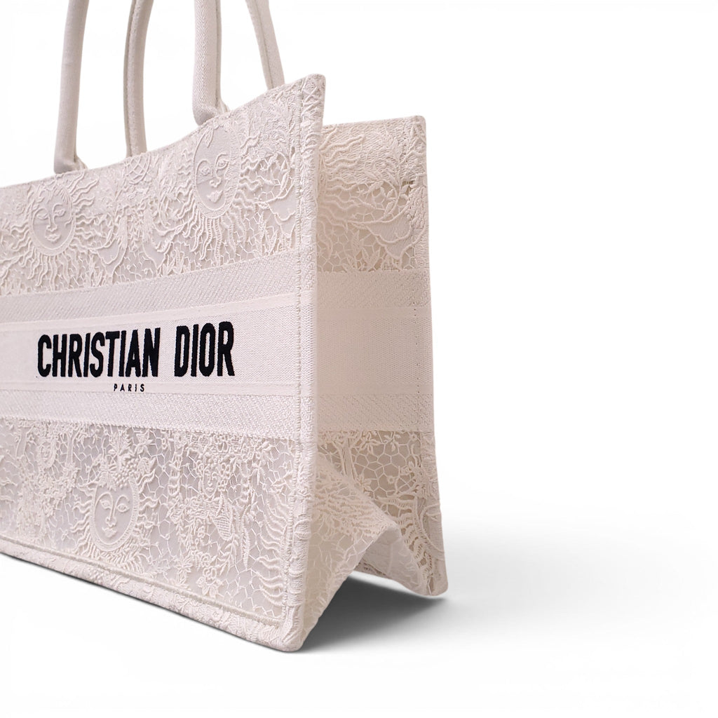 CHRISTIAN DIOR WHITE LACE BOOK TOTE BAG