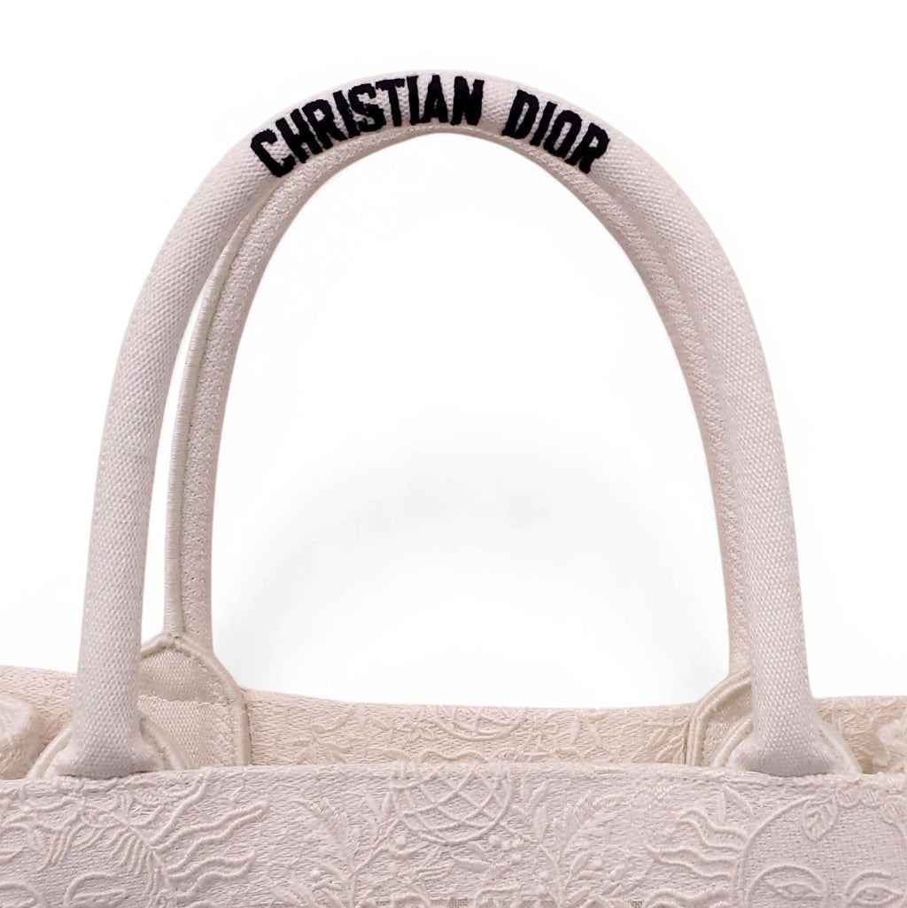 CHRISTIAN DIOR WHITE LACE BOOK TOTE BAG