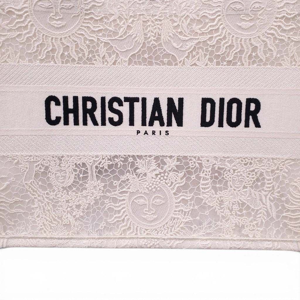 CHRISTIAN DIOR WHITE LACE BOOK TOTE BAG