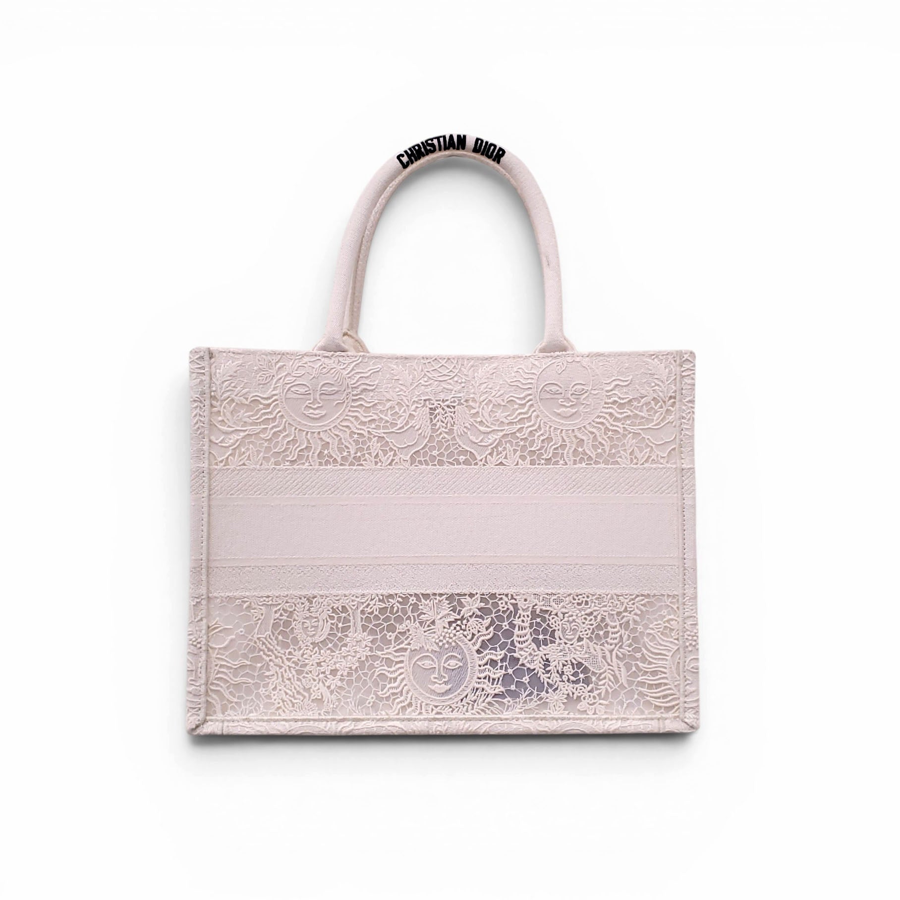 CHRISTIAN DIOR WHITE LACE BOOK TOTE BAG