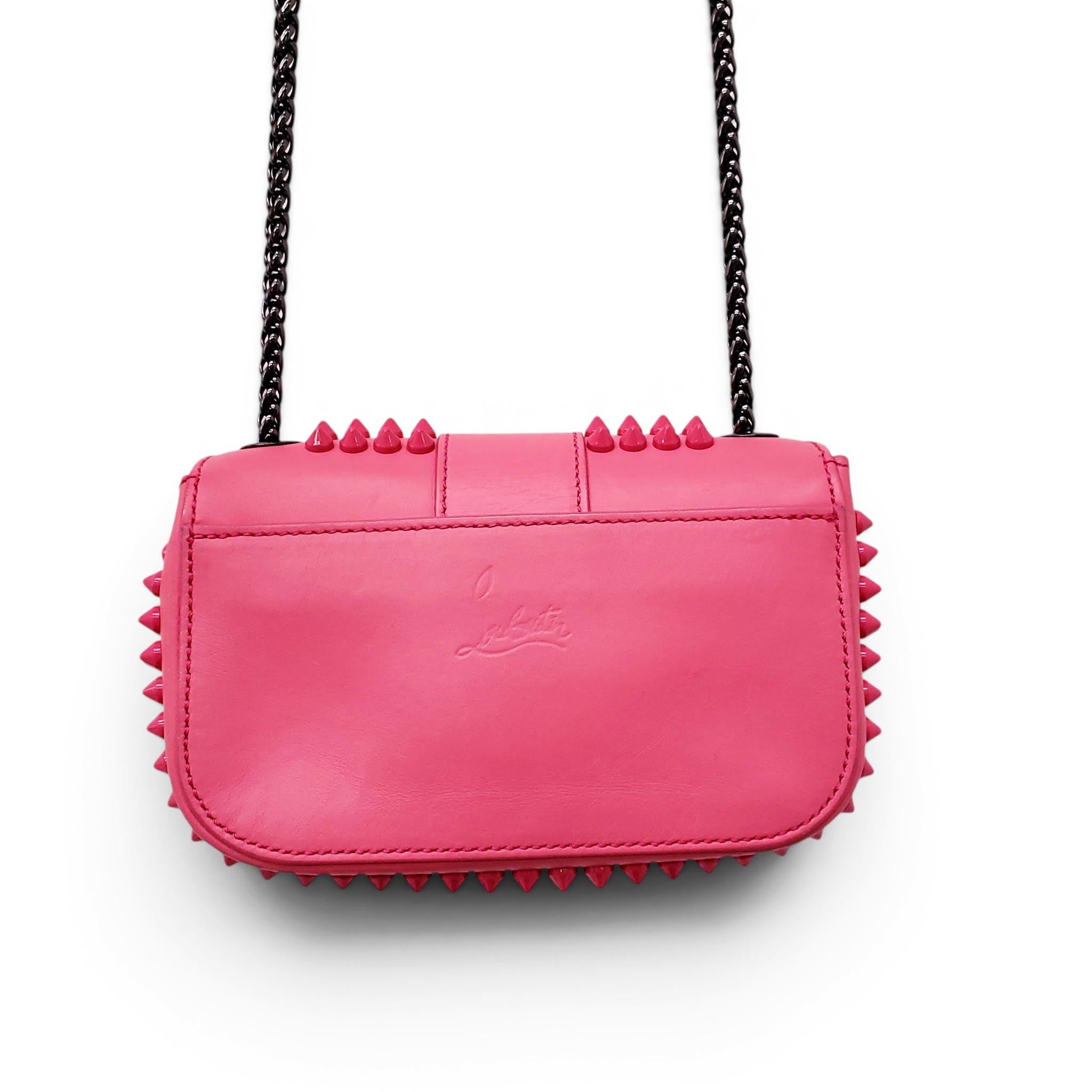 CHRISTIAN LOUBOUTIN HOT PINK STUDDED MINI CROSSBODY BAG