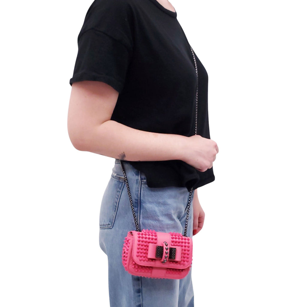 CHRISTIAN LOUBOUTIN HOT PINK STUDDED MINI CROSSBODY BAG