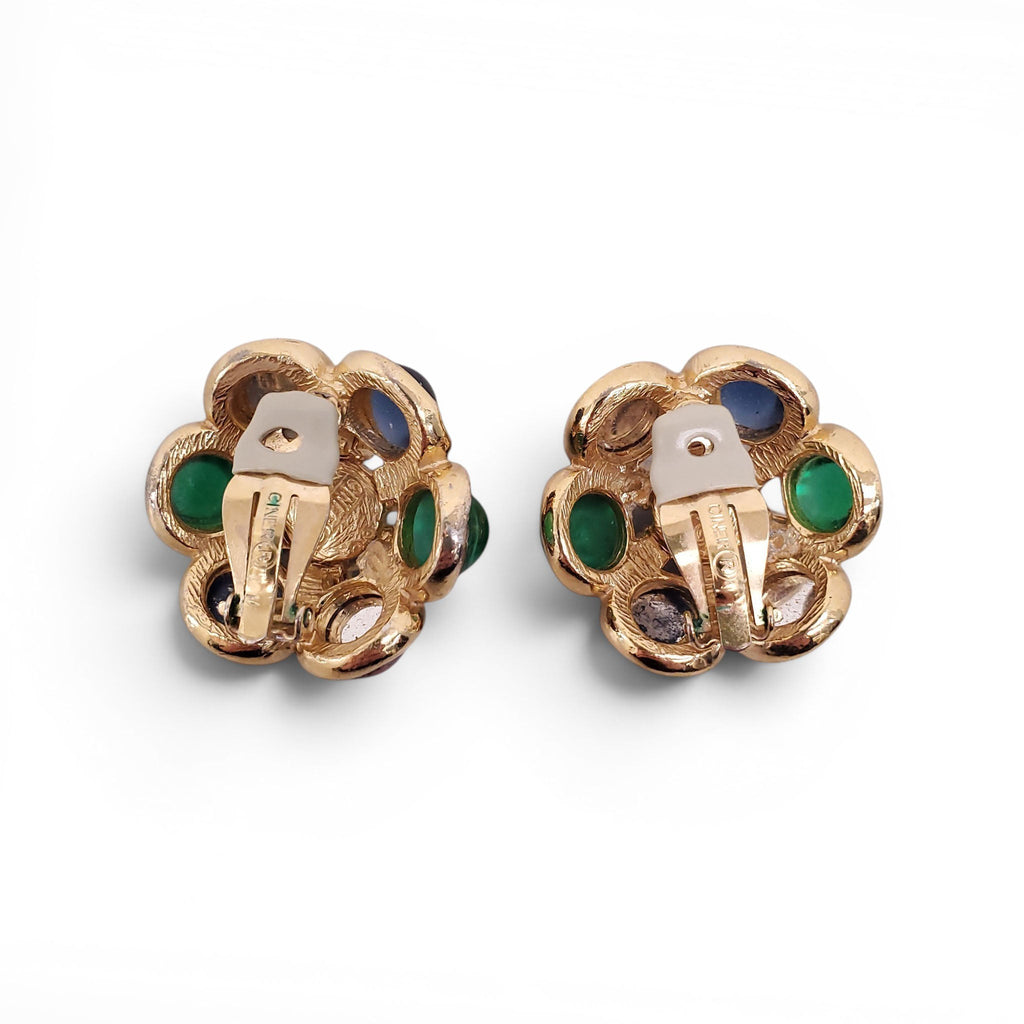 CINER VINTAGE GOLD MULTICOLOUR CLIP-ON EARRINGS