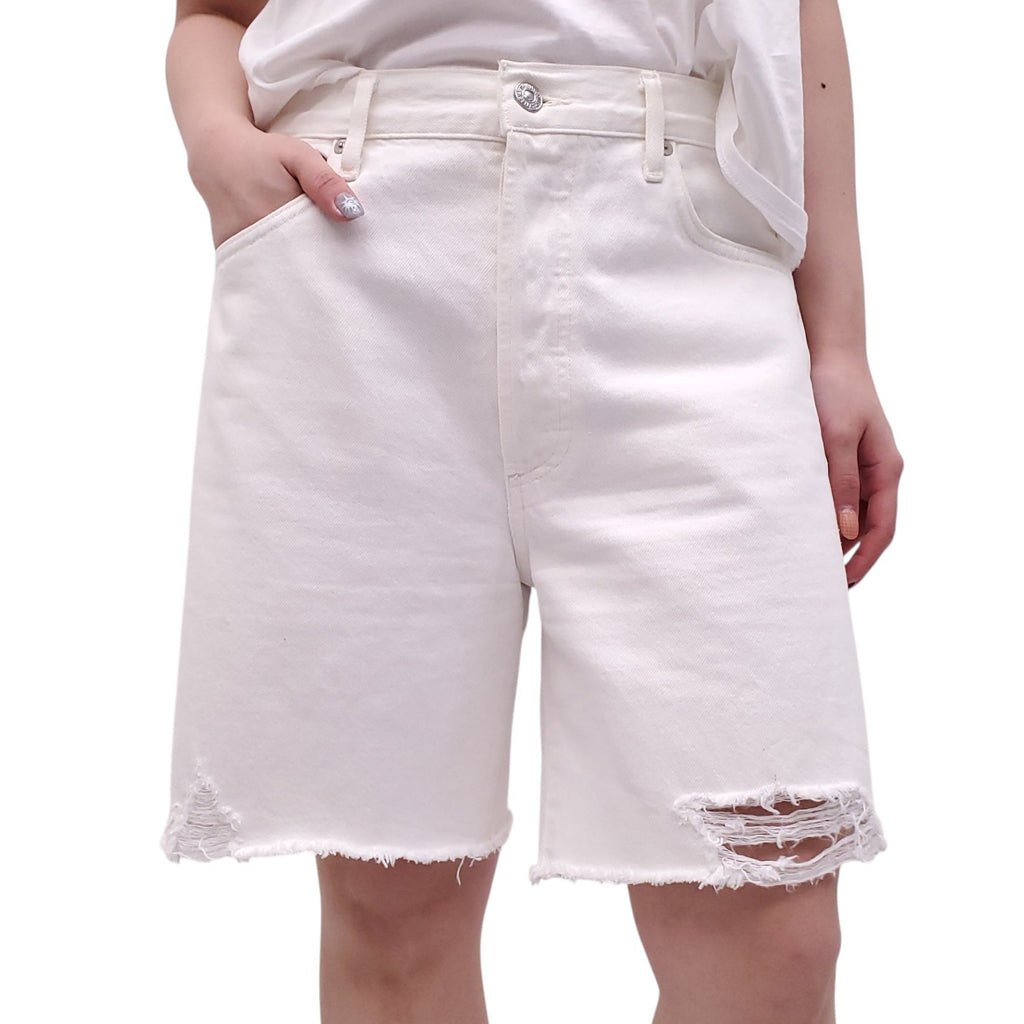 CITIZENS OF HUMANITY WHITE 'CAMILLA' DENIM SHORTS - SIZE 29