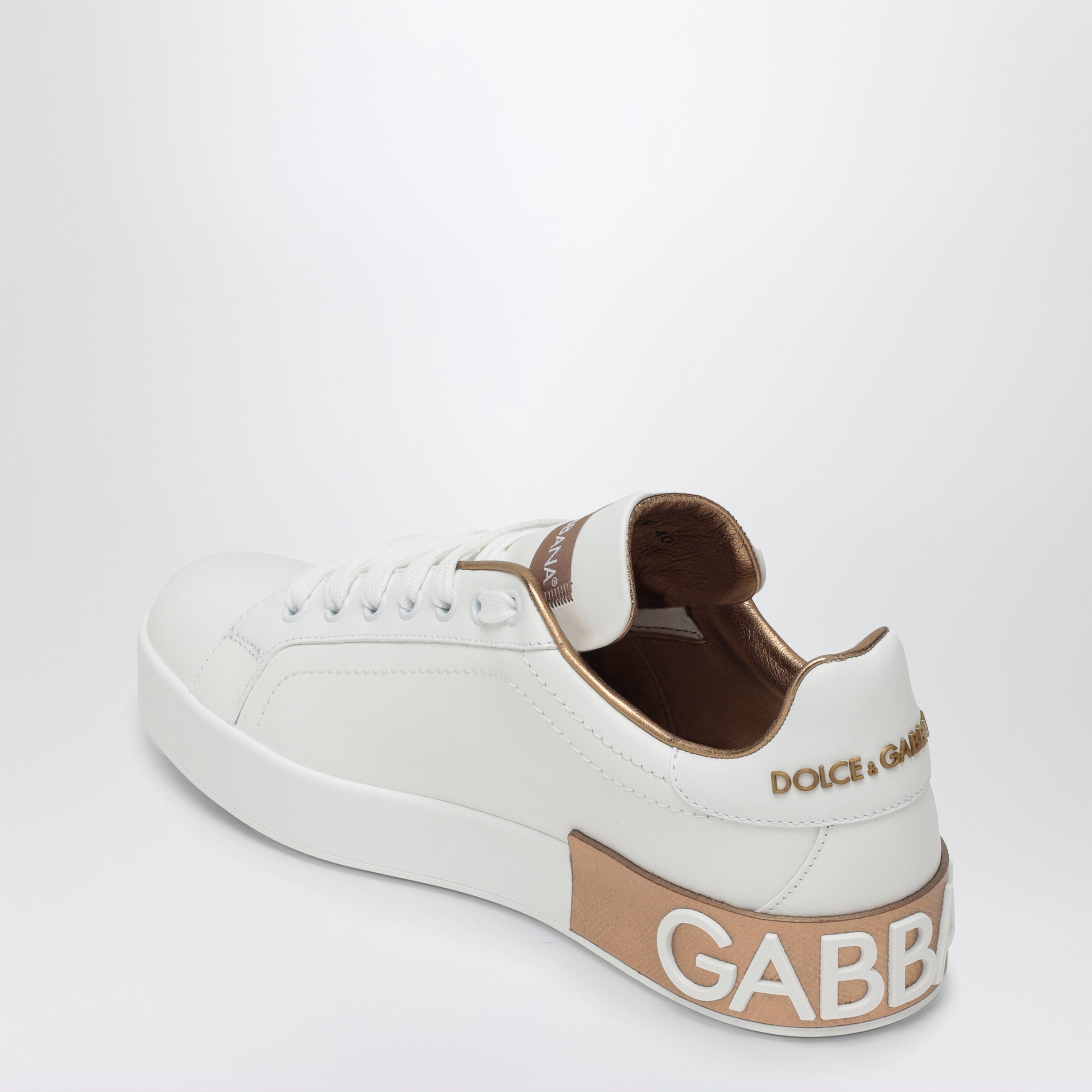 Dolce&Gabbana White/Gold Portofino Sneakers Women