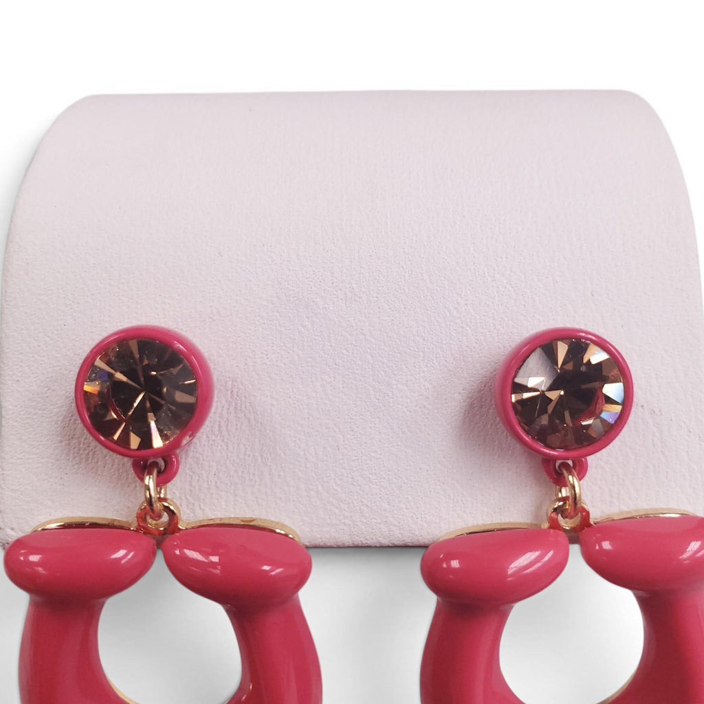 COACH PINK CRYSTAL LOGO EARRINGS