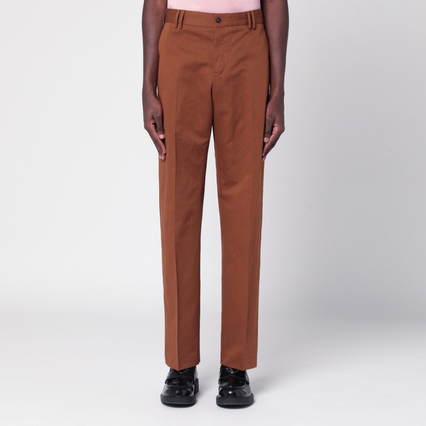 Pt Torino Brown Cotton And Linen Trousers Men