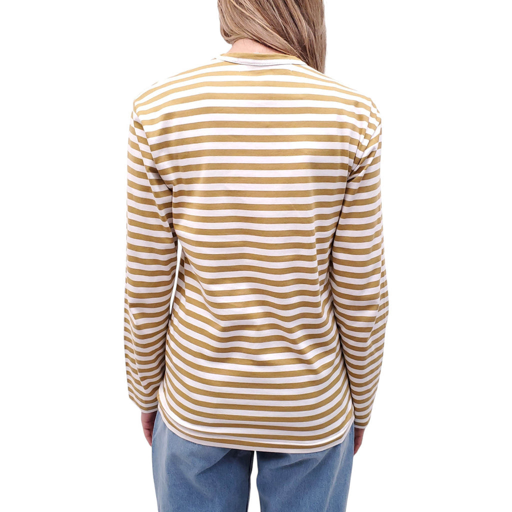 COMME DES GARÇONS PLAY GREEN STRIPED LONG-SLEEVE TOP - SIZE M