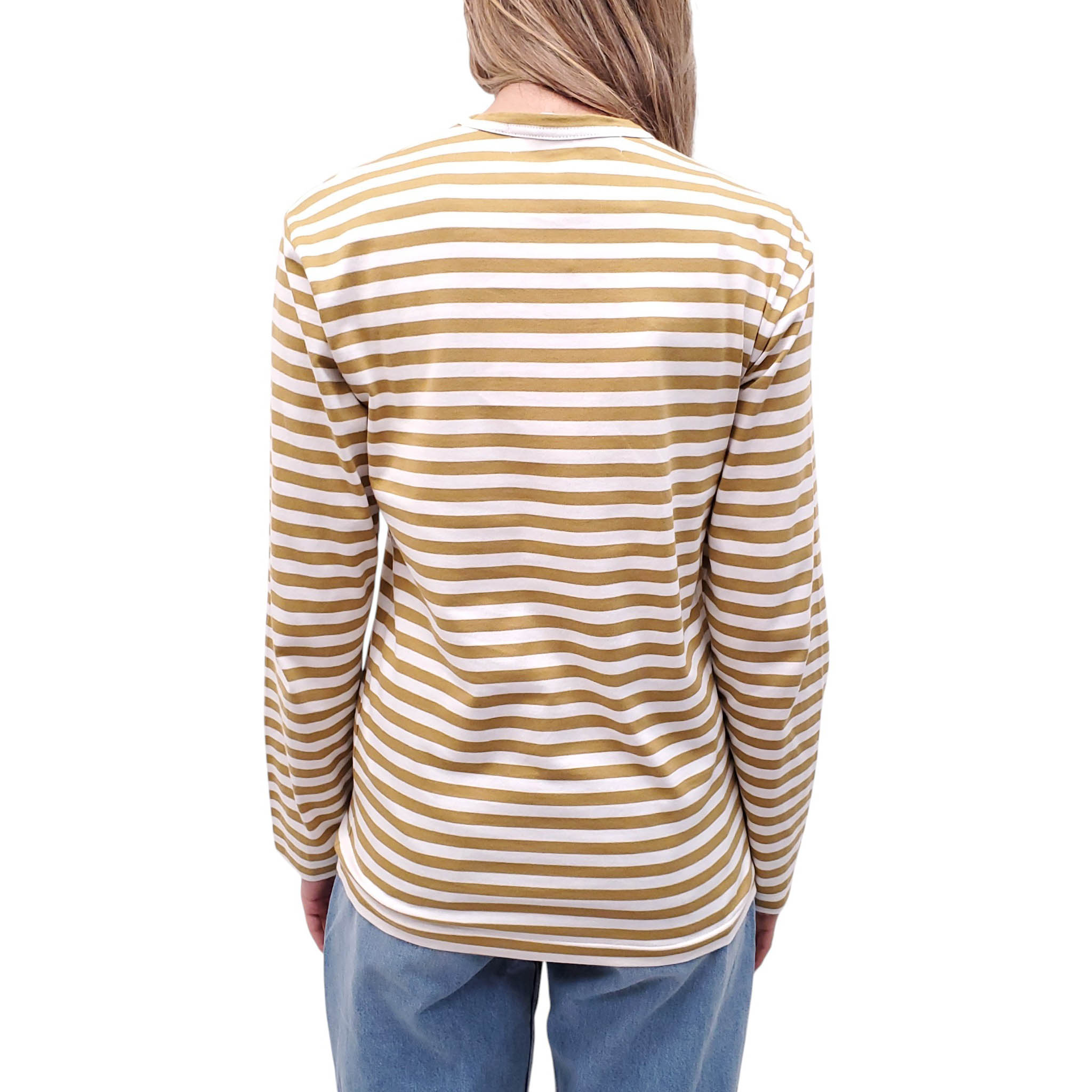 COMME DES GARÇONS PLAY GREEN STRIPED LONG-SLEEVE TOP - SIZE M