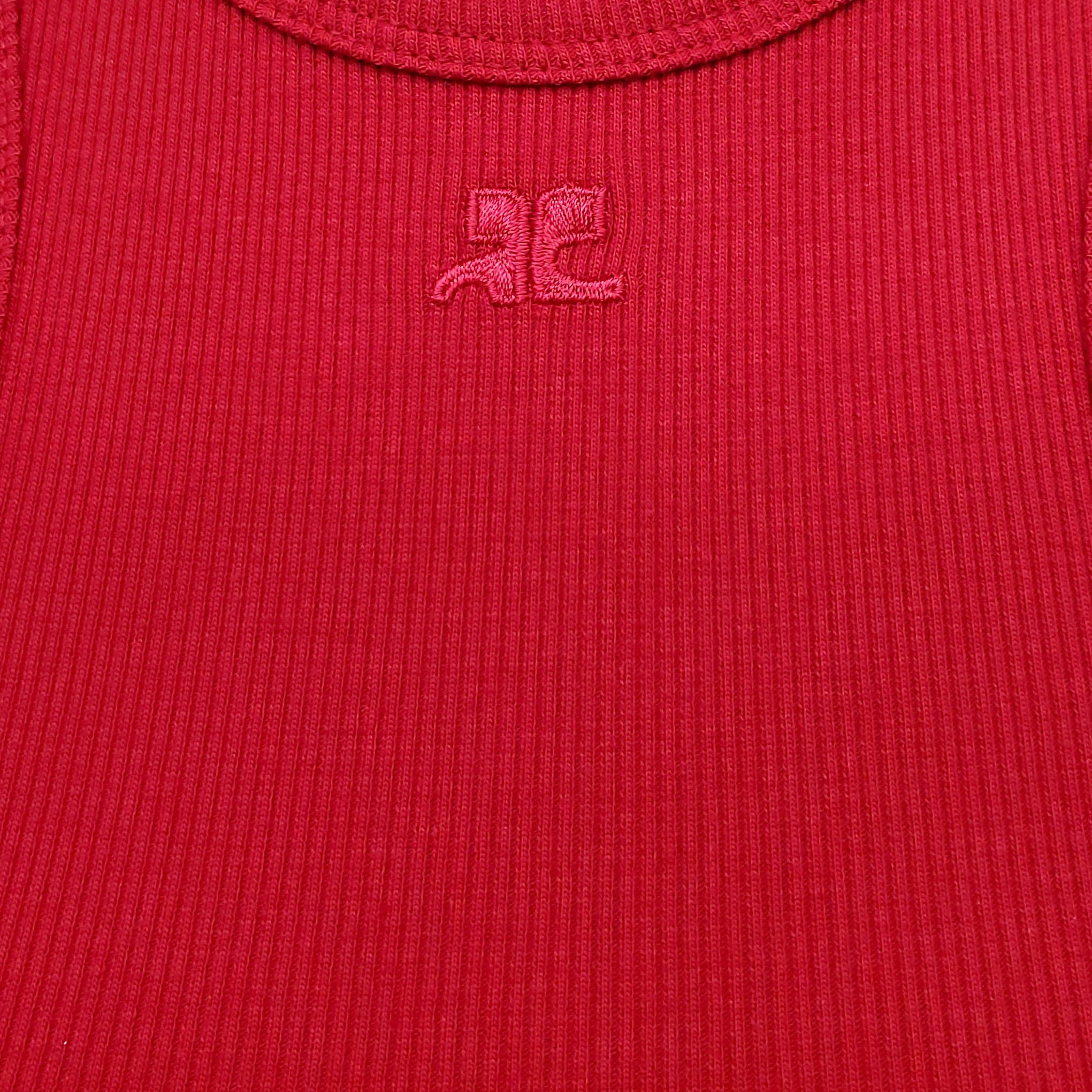 COURRÈGES RED SCUBA 90'S RIBBED MAXI DRESS- SIZE M