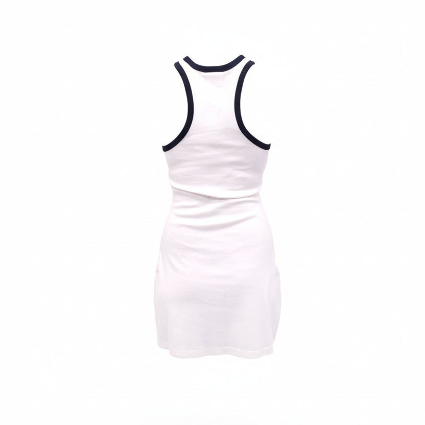 COURRÈGES WHITE CONTRAST SCUBA MINI DRESS - SIZE M