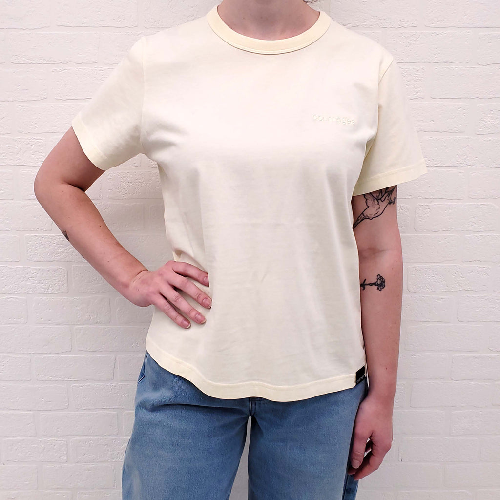 COURRÈGES YELLOW EMBROIDERED T-SHIRT - SIZE L