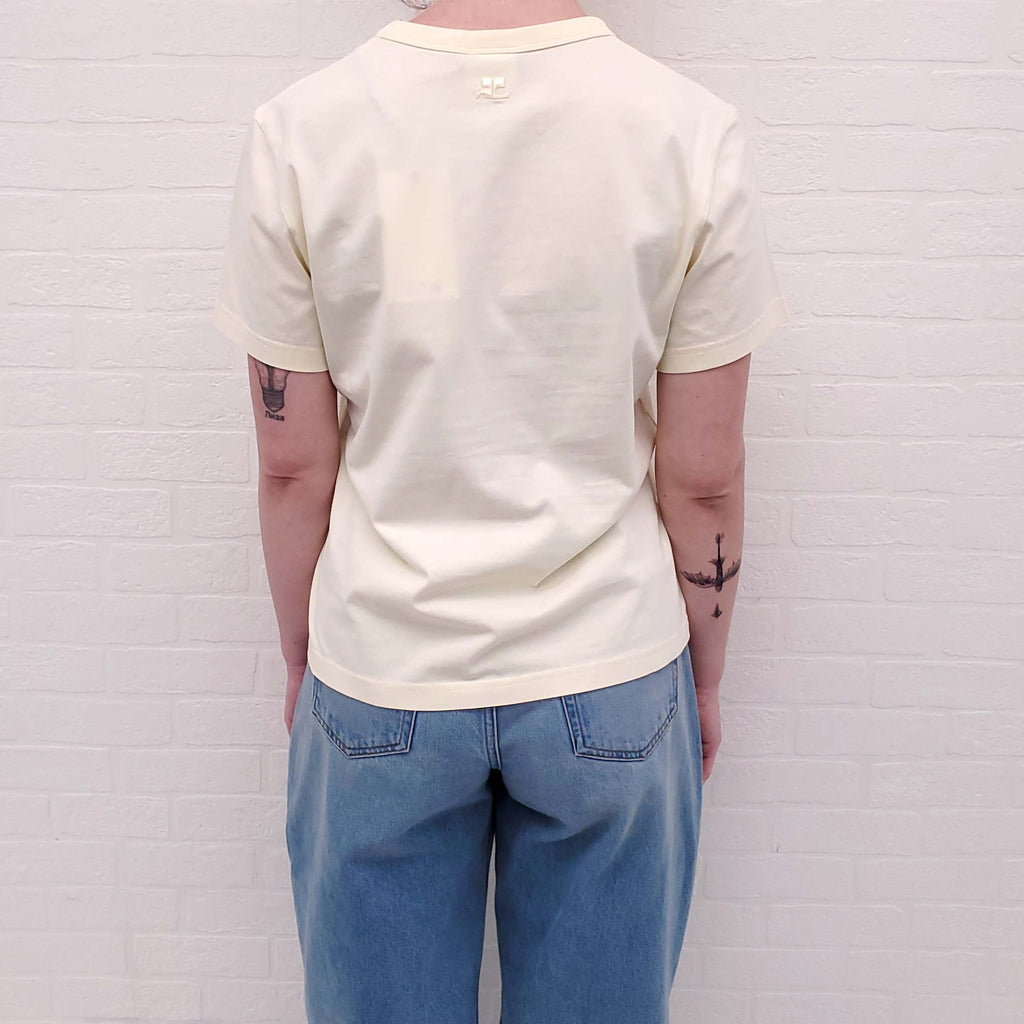 COURRÈGES YELLOW EMBROIDERED T-SHIRT - SIZE L