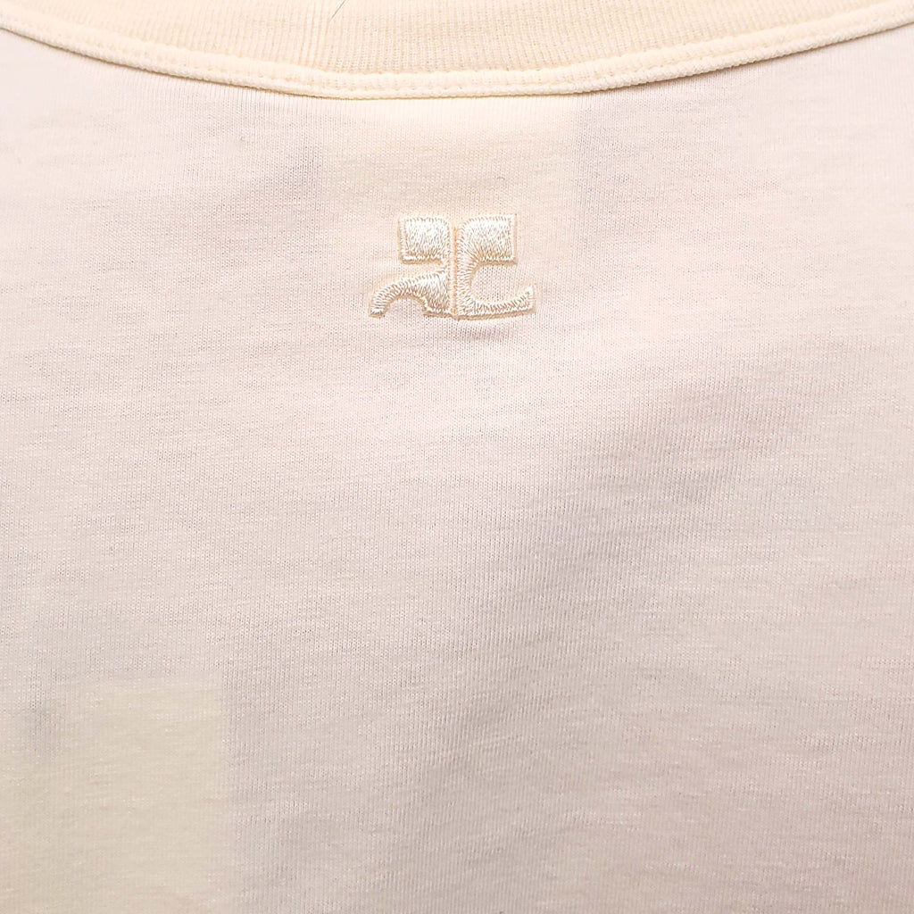 COURRÈGES YELLOW EMBROIDERED T-SHIRT - SIZE L