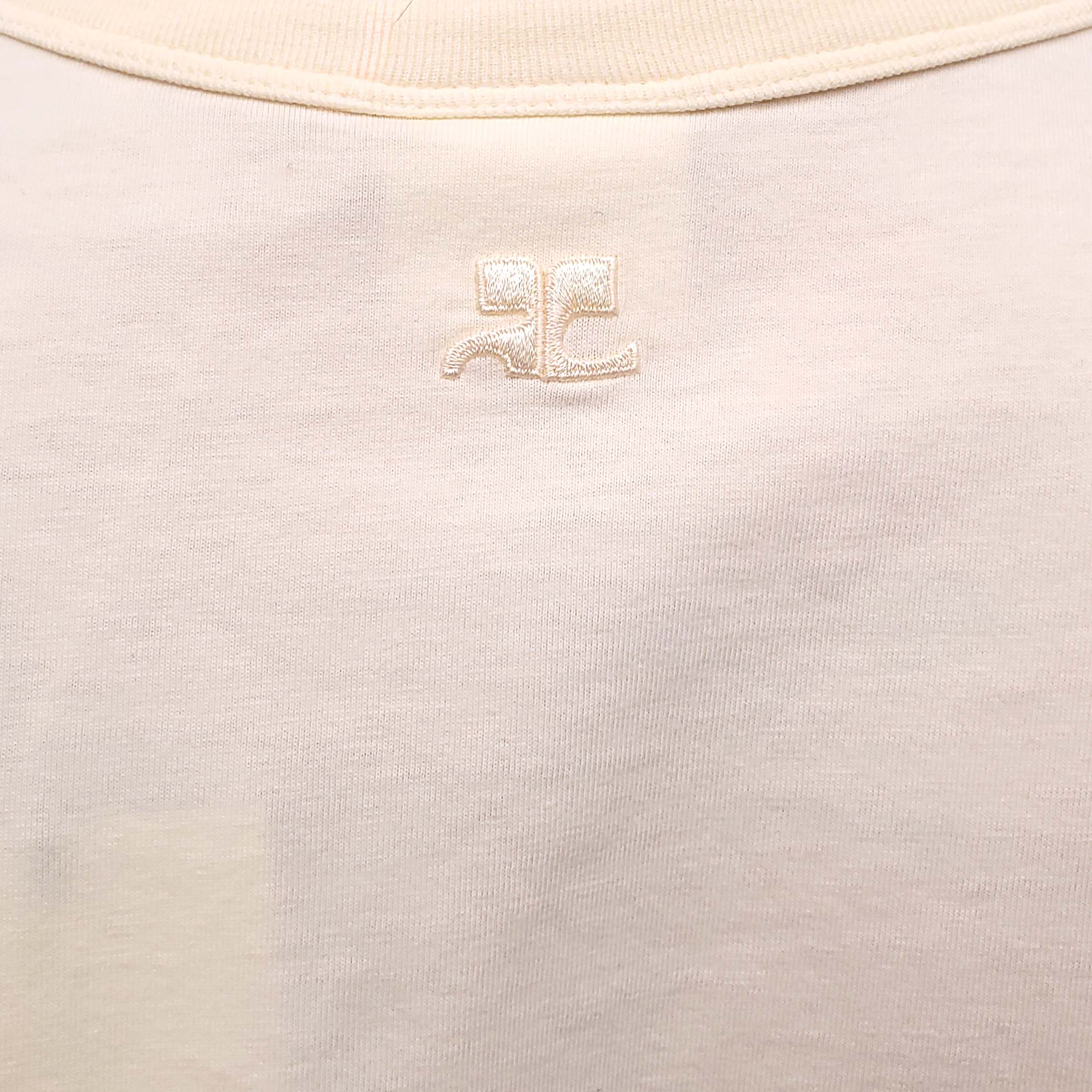 COURRÈGES YELLOW EMBROIDERED T-SHIRT - SIZE L