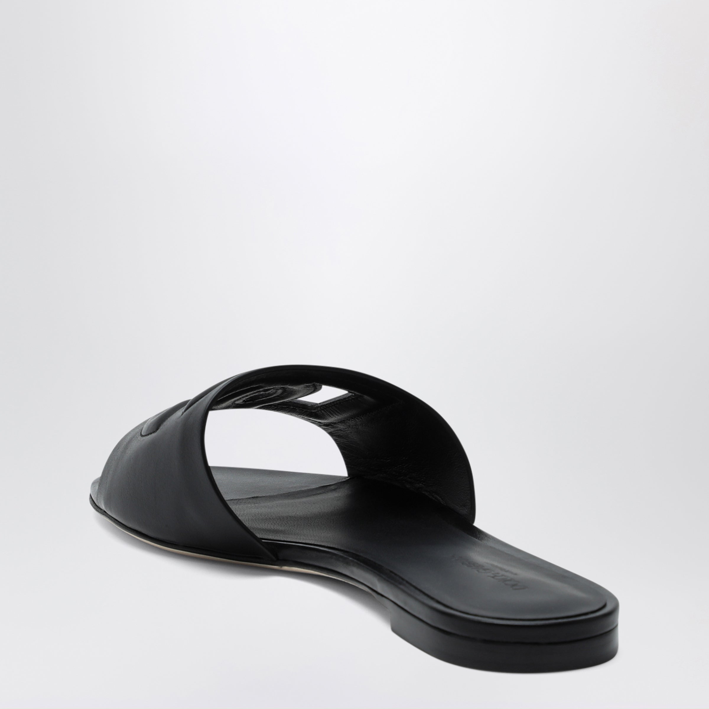 Dolce&Gabbana Black Leather Slides With Dg Logo Women
