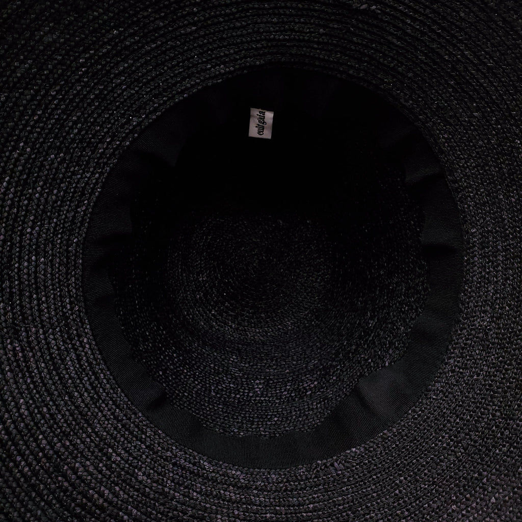 CULT GAIA BLACK RAFFIA HAT