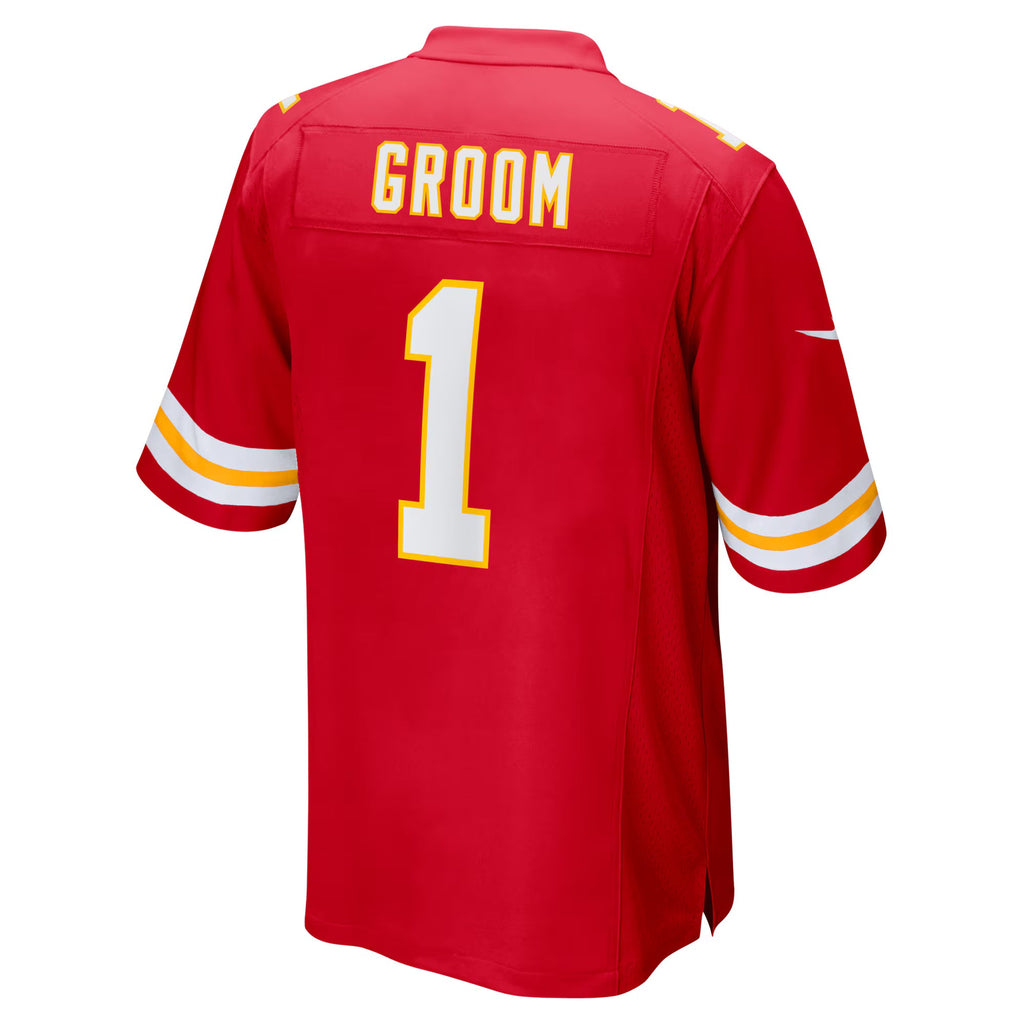 Kansas City Chiefs Number 1 Groom Red Game Jersey