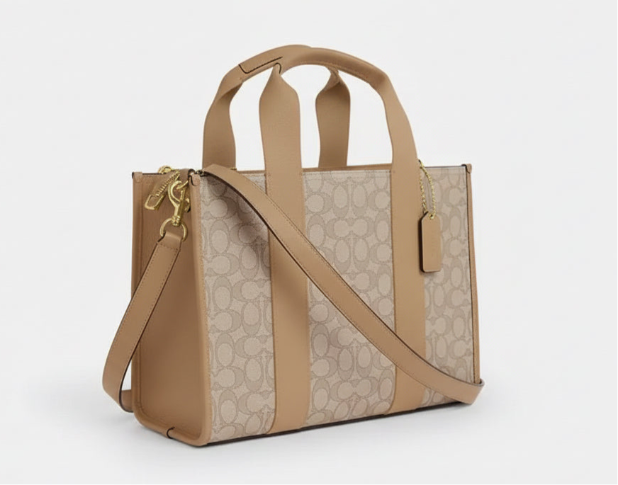 NWT Coach Smith Tote In Signature Jacquard & Leather