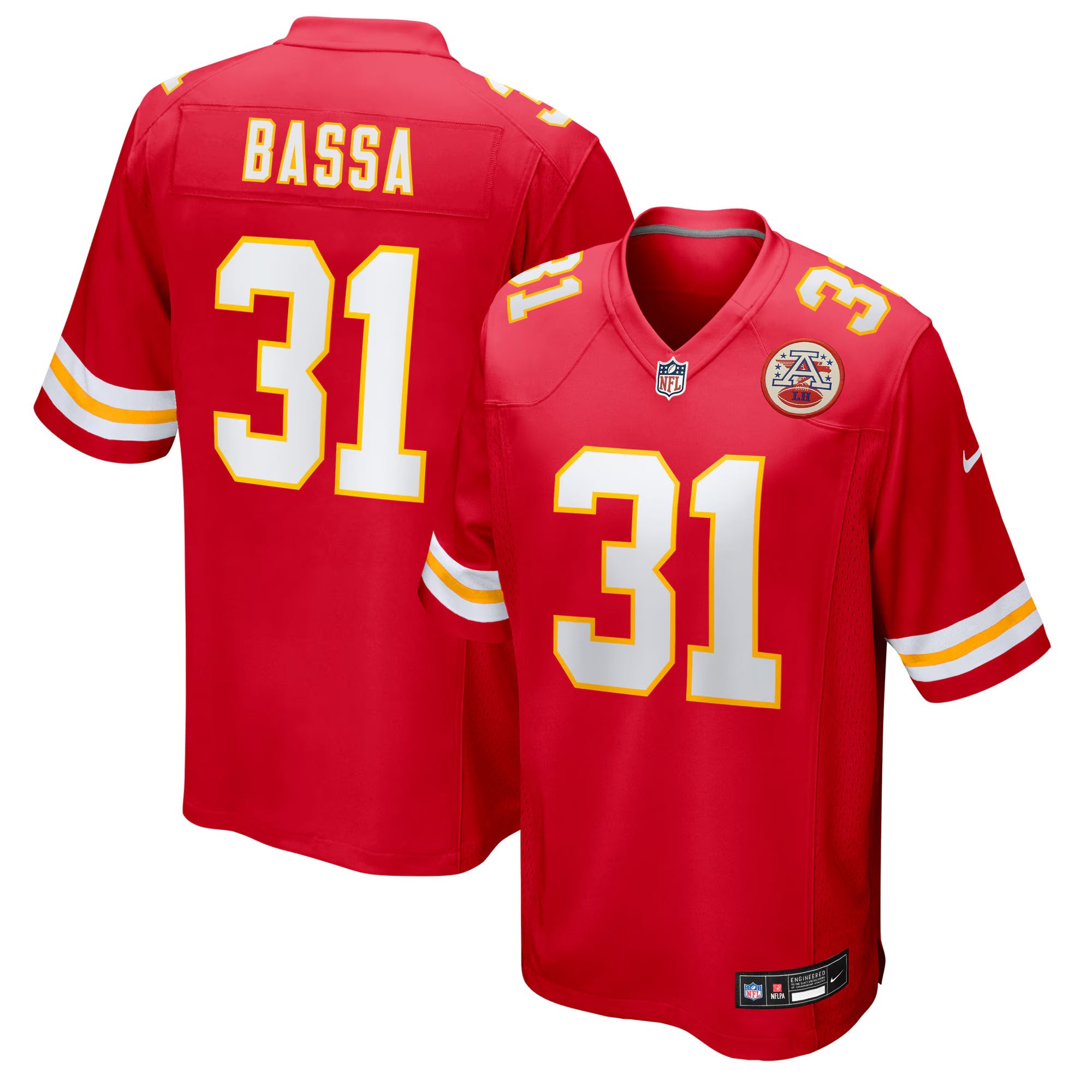 Kansas City Chiefs Jeffrey Bassa Red Team Game Jersey