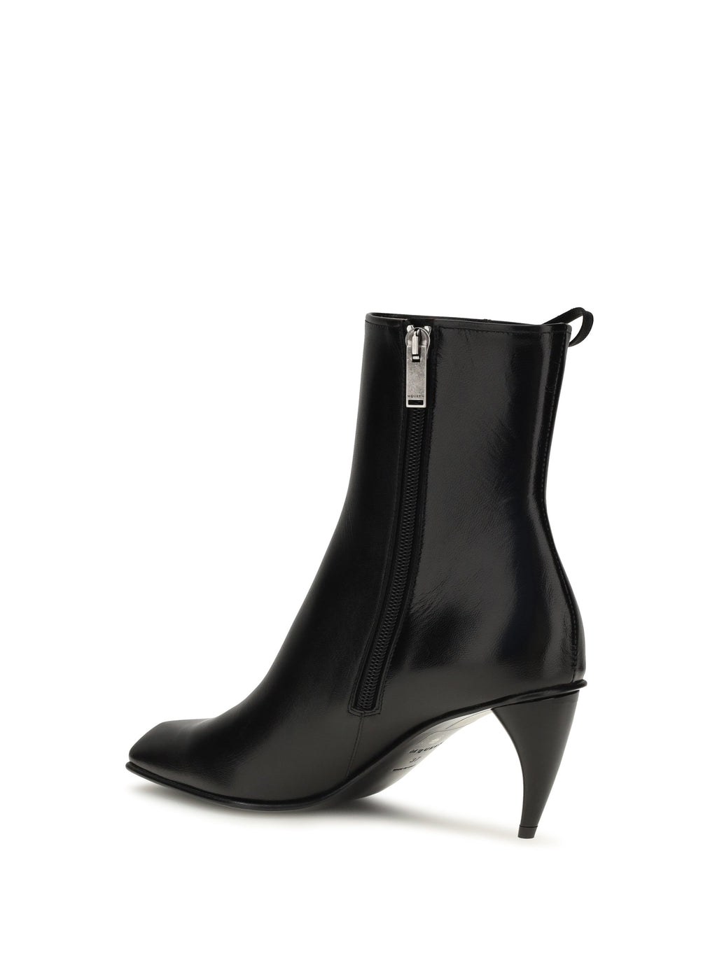 Alexander Mcqueen Women Curved-Heel Ankle Boots With Side Lacing